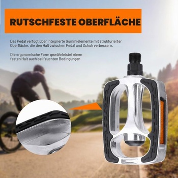 1 pár cyklistických pedálů s reflexními proužky, protiskluzový gumový povrch, trekingové