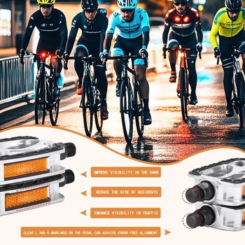 1 pár cyklistických pedálů s reflexními proužky, protiskluzový gumový povrch, trekingové