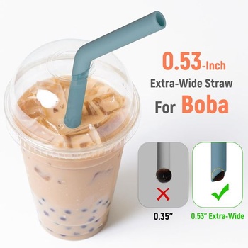 Silikónová slamka NiHome 6dielna, extra široká slamka na pitie Boba, Smoothies a Bubble Tea – rezateľná