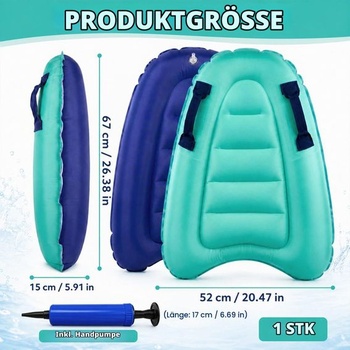 Nafukovací bodyboard 67x52cm s úchytmi, modrý