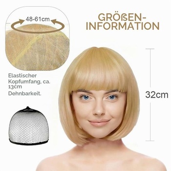 Aomig krátká bob paruka, 2/3/4 ks barevná neonová bob paruka, ofina paruky 2 ks - krémově bílá