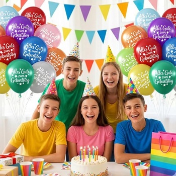 Narodeninové balóniky Balóniky k narodeninám Farebná narodeninová dekorácia 24 kusov Perleťové Červené