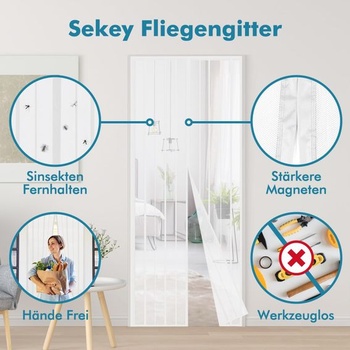 Sekey magnetická sieť proti hmyzu 110 x 210 cm pre drevené, železné a hliníkové dvere a balkóny.
