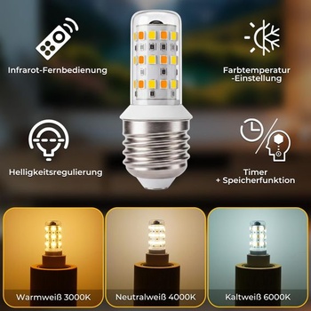 Múdra LED žiarovka E27, stmievateľné LED žiarovky E27 so zmenou farby a diaľkovým ovládaním, 4W,