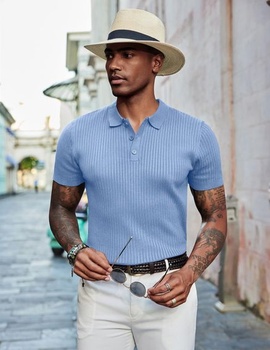 Pánske pletené polo tričko COOFANDY s krátkym rukávom, jemne pletené polo tričko, retro golfové