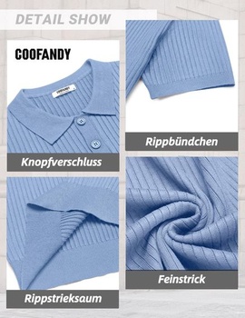 Pánské pletené polo tričko COOFANDY s krátkým rukávem, jemně pletené polo tričko, retro golfové