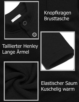 Pánsky pletený sveter COOFANDY so stojačikom, gombíkom a vreckom, čierny, M