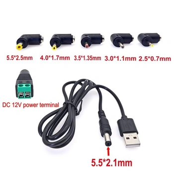 Napájací kábel JZK USB-DC, 1m nabíjací kábel USB s adaptérom napájacieho kábla 5,5 x 2,1 mm, s 5