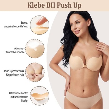 Dámska push-up podprsenka s lepiacou vložkou, béžová B