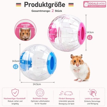 2 kusy Hamster Run Ball priehľadný škrečia lopta škrečia lopta