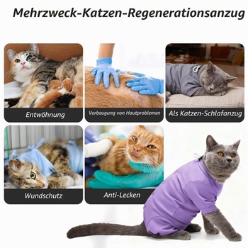 HEYWEAN Pooperačné telo pre mačky s dlhým rukávom, proti olizovaniu, chirurgické telo, kastračné