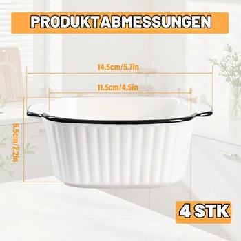 Sada 4 malých zapékacích misek 14,5*11,5*5,5 cm Malé keramické zapékací misky