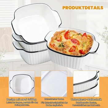 Sada 4 malých zapékacích misek 14,5*11,5*5,5 cm Malé keramické zapékací misky