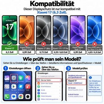 NOVINKA Ochranná fólie na displej pro Xiaomi 17, tvrzené sklo 17/17 Pro 6,30 palce, průhledná