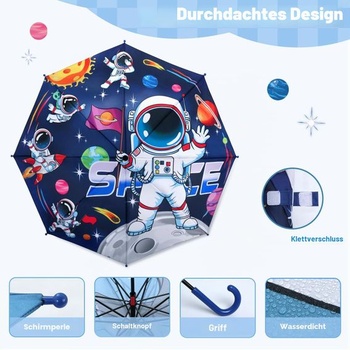 Detský dáždnik decalsweet, skladací vreckový dáždnik, modrý astronaut