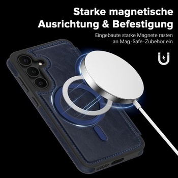 Puzdro na telefón pre Samsung Galaxy S25 Plus, koža vyrobená v Nemecku, magnetický slot a slot pre