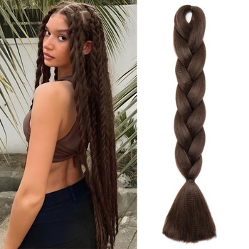 Vlasy Benehair pre africké vrkôčiky, 60 cm, viacfarebné, jumbo vrkoč, syntetické vlákno, hnedé vrkôčiky