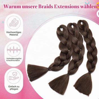 Vlasy Benehair pre africké vrkôčiky, 60 cm, viacfarebné, jumbo vrkoč, syntetické vlákno, hnedé vrkôčiky