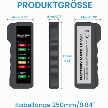 Greluma 1 kus 12V tester autobaterií, tester alternátorů vozidel, tester baterií, analyzátor pro