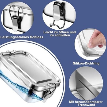 Dětský bento box na oběd, box na oběd s přihrádkami, robustní a nepropustný, svačinový box pro děti