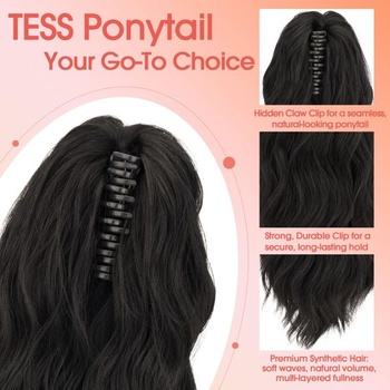 TESS Culík s klipem 30 cm, vlnitý syntetický culík, prodloužení vlasů na clip-in pro ženy, přírodní