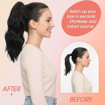 TESS Culík s klipem 30 cm, vlnitý syntetický culík, prodloužení vlasů na clip-in pro ženy, přírodní