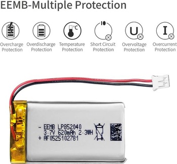 EEMB LiPo baterie, 3,7 V, 620 mAh, dobíjecí lithium-iontová baterie, Li-Polymerová baterie, 3,7 V,