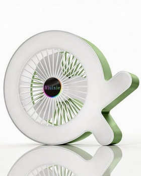 Stolný ventilátor 2 v 1 s RGB svetlom a dobíjacou batériou 2000 mAh, USB-C, 3 rýchlosti vetra a 5