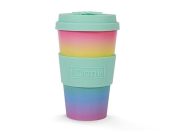 Hrnček na kávu IDRINK® RPET so silikónovým viečkom pre ľahké otváranie, hrnček so sebou s objemom 435