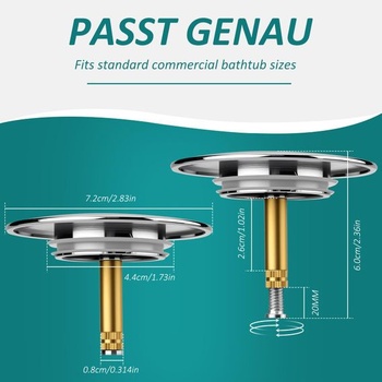 Vaňová zátka, univerzálna vaňová zátka ø 72 mm, tesnenie 44 mm, univerzálna vaňová zátka, odtoková