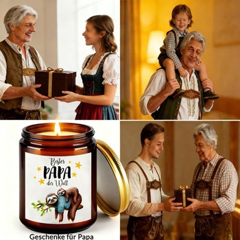 Darček pre otca ku Dňu otcov, sviečka s levanduľovou vôňou v sklenenej nádobe, 270 ml, čisté horenie až