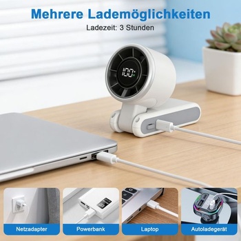 Ručný ventilátor SURFOU s batériou 4000 mAh, prenosný mini turbo ventilátor s 5 rýchlosťami, LED