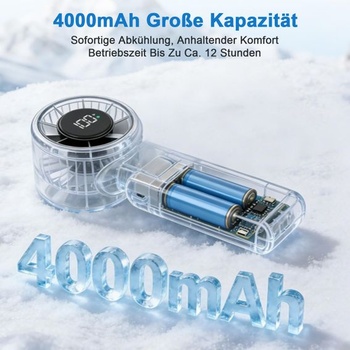Ručný ventilátor SURFOU s batériou 4000 mAh, prenosný mini turbo ventilátor s 5 rýchlosťami, LED