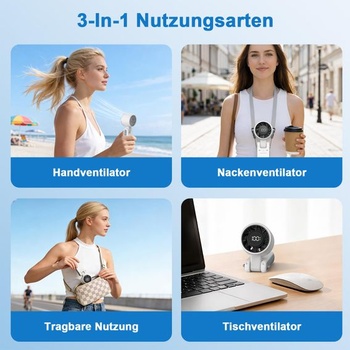 Ručný ventilátor SURFOU s batériou 4000 mAh, prenosný mini turbo ventilátor s 5 rýchlosťami, LED
