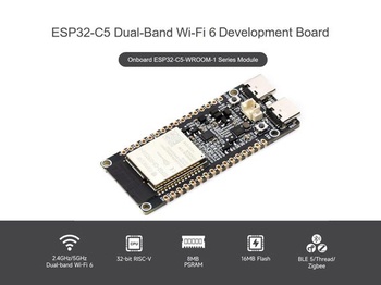 Vývojová doska ESP32-C5 5GHz/2,4GHz s dvojpásmovým Wi-Fi 6, založená na module ESP32-C5-WROOM-1,