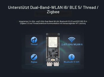 Vývojová doska ESP32-C5 5GHz/2,4GHz s dvojpásmovým Wi-Fi 6, založená na module ESP32-C5-WROOM-1,