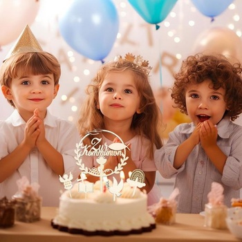 Dekorácie na torty na prvé prijímanie, drevené dekorácie na torty a stolové dekorácie, dekorácie na
