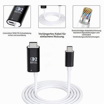 Adaptér HENGBIRD USB C na HDMI 2m, 4K@60Hz 100W PD nabíjanie, prenosná dokovacia stanica, náhrada pre