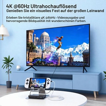Adaptér HENGBIRD USB C na HDMI 2m, 4K@60Hz 100W PD nabíjanie, prenosná dokovacia stanica, náhrada pre