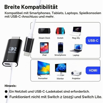 Adaptér HENGBIRD USB C na HDMI 2m, 4K@60Hz 100W PD nabíjanie, prenosná dokovacia stanica, náhrada pre