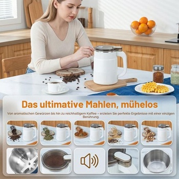Multifunkčný elektrický mlynček na kávu a korenie, 200 W, biely