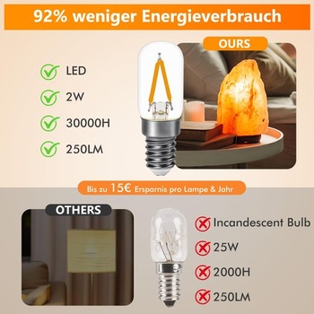 E14 LED žiarovka do chladničky 2W teplá biela 2700K 250lm, balenie po 2 kusoch 2W teplá biela 2700K