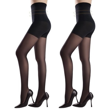 Pančuchy Yilanmy Tummy Control pre ženy, priehľadné, 2 páry, XL, čierne
