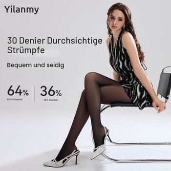 Pančuchy Yilanmy Tummy Control pre ženy, priehľadné, 2 páry, XL, čierne