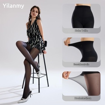 Pančuchy Yilanmy Tummy Control pre ženy, priehľadné, 2 páry, XL, čierne