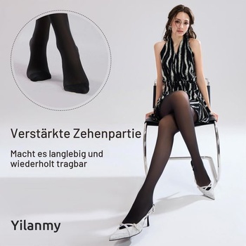 Pančuchy Yilanmy Tummy Control pre ženy, priehľadné, 2 páry, XL, čierne