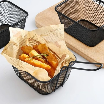 12 mini fritovacích košíkov, servírovacie košíky z nerezovej ocele, čierne