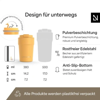 LARS NYSØM Thermobecher 380ml - Káva so sebou - Káva so sebou becher Horčica žltá - Prášok 380 ml