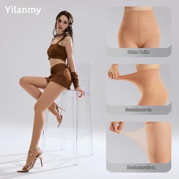Pančuchy Yilanmy Tummy Control pre ženy, priehľadné, 2 páry, stredná, farba pleti
