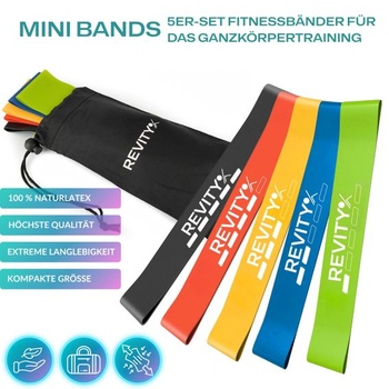 Fitness gumy, sada 5 kusov, odporové gumy zo 100% prírodného latexu, 5-25 kg